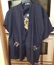 Kimono vintage narciso asiático chinês bordado dragão marinho médio comprar usado  Enviando para Brazil