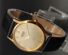Seiko Slim Quartz New Battery Gold Case Japanese Men's Wrist Watch for sale  Shipping to South Africa