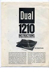 Dual 1210 Auto / Standard Turntable Instruction Manual - Original  for sale  Canada