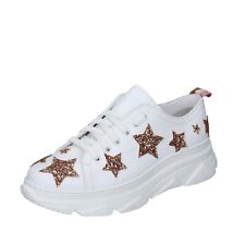 zapatos mujer STOKTON sneakers blanco cuero glitter EY974 segunda mano  Embacar hacia Argentina