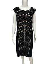 Daymor Couture Womens Sleeveless Black Beaded Beige Cutout Bodycon Dress Size 12 for sale  Shipping to South Africa