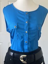 Blusa Jennifer and Grace feminina sem mangas botões bolsos azul tamanho 1X comprar usado  Enviando para Brazil