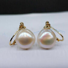 Genuine Natural 12-13mm South Sea White Baroque Pearl Dangle Earrings 14k Gold for sale  Shipping to South Africa
