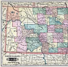 1904 Mapa de Dakota del Norte ORIGINAL Fargo Bismarck Grand Forks FERROCARRILES FUERTES segunda mano  Embacar hacia Argentina