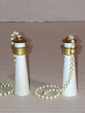 Lighthouse White with Gold Ceiling Fan Pull Chains Pair for sale  Shipping to South Africa