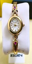 Reloj vintage para mujer Elgin tono dorado con piedra rubí  segunda mano  Embacar hacia Mexico