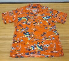 Polo Ralph Lauren Shirt Mens Medium Orange Floral Hawaiian Marlin Fishing for sale  Shipping to South Africa
