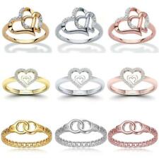 Used, Heart Shaped Zircon Engagement Ring Silver Gold Rose Gold Plated Promise Rings for sale  Shipping to South Africa