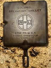 Sartén de desayuno colonial vintage Griswold hierro fundido 666 ""A"" lectura grande con logotipo segunda mano  Embacar hacia Argentina