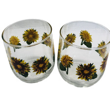 Glass Set of 2  Sunflower Wine/Lemonade/Water Royalk Norfolk Design 12 Oz for sale  Shipping to South Africa