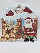 Fitz and Floyd "Deer Santa" 2002 Reindeer Christmas Appetizer Canape Plate for sale  Dallas
