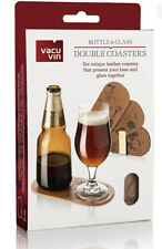 Vacu Vin Leather Double Coasters Set of 6. Serve Bottle and Glass Together. for sale  Shipping to South Africa
