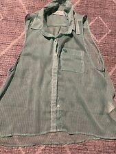 Blusa transparente Abercrombie & Fitch sem mangas listrada verde botão para baixo tamanho P comprar usado  Enviando para Brazil