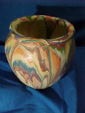 1930s OZARK Mountain TOURIST Road Side POTTERY MULTI COLOR Swirl VASE 6" for sale  Shipping to South Africa