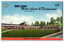Postal VA de la Casa Blanca Motel Court Restaurant Charlottesville Virginia de los años 40 segunda mano  Embacar hacia Argentina