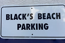 Letrero de metal vintage de estacionamiento de playa de San Diego Blacks 24""x12"" playa desnuda California segunda mano  Embacar hacia Argentina