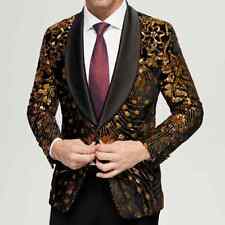 Blazer masculino lantejoulas douradas jaqueta slim fit vestido de um botão terno casaco fantasia de palco comprar usado  Enviando para Brazil