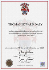 All Novelty Certificates Customised Design University Degree Diploma Transcript, used for sale  Shipping to South Africa