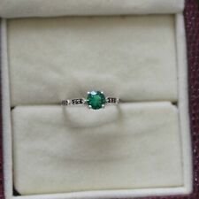 Espléndido anillo de compromiso redondo de esmeralda verde creado en laboratorio para mujer segunda mano  Embacar hacia Mexico