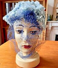 Chapeau Vintage femme imitant les pétales de fleurs dahlia bleu voilette  comprar usado  Enviando para Brazil