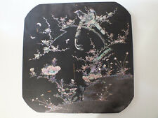 Lac Burgaute Japanese Shibayama Panel Mother of pearl wood coral-Meiji 19th C for sale  Shipping to South Africa
