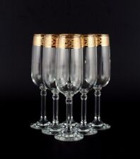 Diseño italiano, seis copas de champán en copa de arte transparente con borde dorado. segunda mano  Embacar hacia Argentina