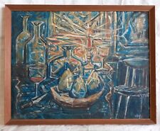 Vintage Original abstract still life painting canvas on board unknown artist WB  for sale  Shipping to South Africa