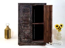 Berber Vintage Wood Closet - Hand Carved Antique Chest - Rustic Brown Furniture for sale  Shipping to South Africa
