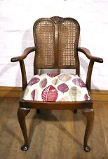 Vintage carved Queen Anne style armchair - bergere cane back chair for sale  Shipping to South Africa