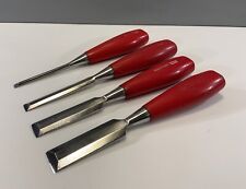 4 VINTAGE FOOTPRINT OF SHEFFIELD BEVEL EDGE WOOD CHISELS for sale  Shipping to South Africa