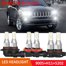 For Jeep Compass 2011 2012 13 6000K LED Headlight+Fog Light Bulbs Combo Kits, used for sale  Shipping to South Africa