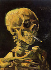 Used, Dream-art Oil painting Vincent Van Gogh - Skull Smoking a Cigarette hand painted for sale  Shipping to Canada