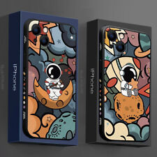 For iPhone 14 13 Pro Max 12 11 XS XR 7 8 Oil Paint Astronaut Silicone Case Cover til salgs  Frakt til Norway