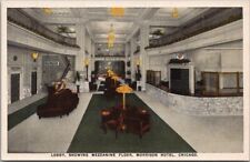 Chicago, Illinois Pocztówka "Lobby, Antresola Floor - MORRISON HOTEL" ok. 1920. na sprzedaż  Wysyłka do Poland