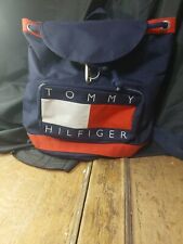 Vintage 1990s Tommy Hilfiger Canvas Backpack Nap Sack Tote Bag Big Flag Logo til salgs  Frakt til Norway