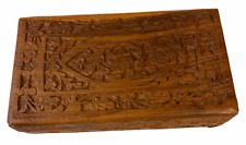 Vintage Hand Carved Wooden Trinket Box Made in India Hinge 9.75" x 5.25" x 2.75 for sale  Shipping to South Africa