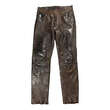 Vintage brązowe męskie spodnie z prawdziwej skóry zwykłe stożkowe rozmiar W33L36 na sprzedaż  PL