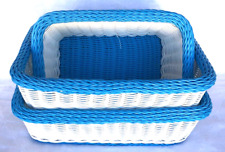 Conjunto de 3 cestas de vime de fibra sintética azul e branca Colorbasket novas comprar usado  Enviando para Brazil