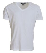 DSQUARED2 Camiseta Blanca Algodón Lino Mangas Cortas Escote en V IT48/US38/M 400usd, usado segunda mano  Embacar hacia Argentina