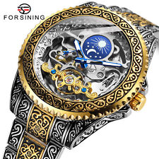 FORSINING Hombre Retro Lujo Tallado Esqueleto Tourbillon Reloj Mecánico Automático segunda mano  Embacar hacia Mexico