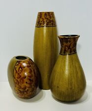 Vasos de madeira vintage Hosley’s design madeira burl pintados à mão conjunto de três comprar usado  Enviando para Brazil
