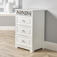 White 3 Drawer Chest Storage Unit Bedroom Organiser Bedside Tallboy Seconds for sale  Shipping to South Africa