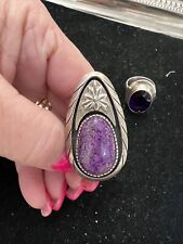 Sterling Silver Signed RD W/Sugilite Stone In Size 8.5 for sale  Shipping to South Africa