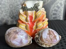 Lote de recuerdos de Florida de la década de 1960 tallados con velas y caracoles de mar grabados y decorados segunda mano  Embacar hacia Mexico