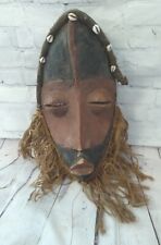 Used, Vintage Hand Carved Wooden African Mask Rope Beard Cowrie Shells Tribal Art for sale  Shipping to South Africa