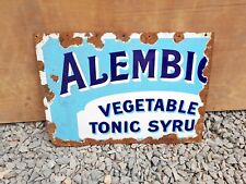 1930s Vintage Original Alembic Vegetable Tonic Syrup Enamel Sign England EB107 for sale  Shipping to South Africa