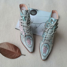 Botas femininas de tornozelo sapatos femininos bordados azuis botas femininas  comprar usado  Enviando para Brazil