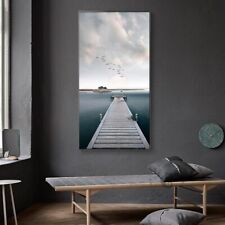 Sea Beach Nordic Art Bridge Landscape Canvas Wall Art Canvas Painting Home Decor, used for sale  Shipping to Canada