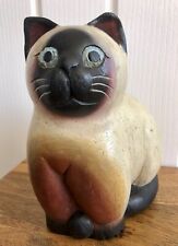 Usado, Vintage A Moggie From Quail - Ning - Wooden Carved Siamese Cat Figure Sculpture segunda mano  Embacar hacia Spain