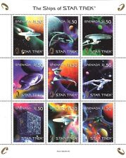 Granada 1999 - Navios Star Trek - Folha de 9 selos logotipo dourado Scott #2886 - MNH comprar usado  Enviando para Brazil